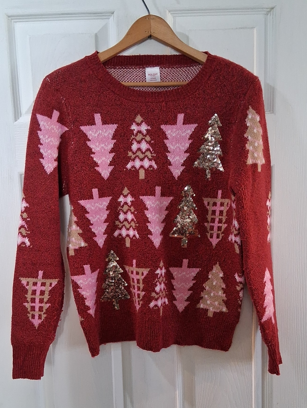 Holiday Red Sequin Tree Sweater - Women's Sweaters